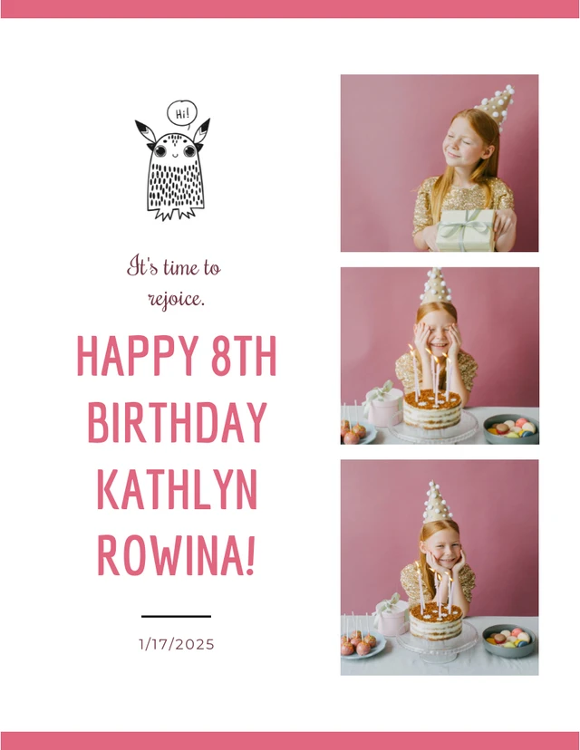 White And Pink Simple Birthday Collages Template