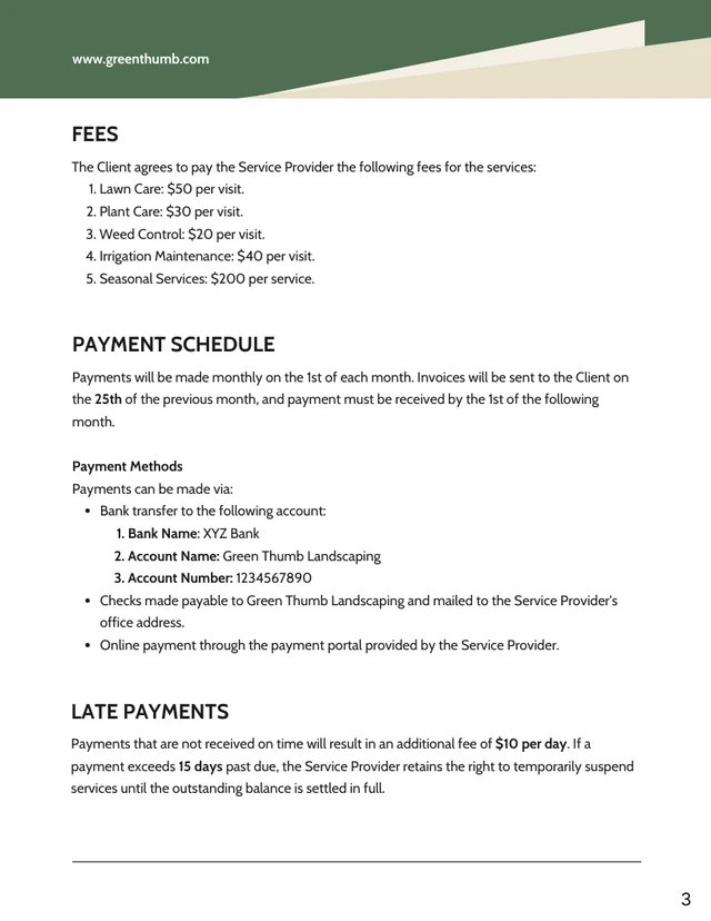 Landscape Maintenance Contract Template - Seite 3