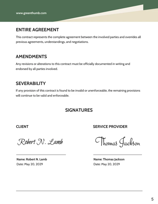 Landscape Maintenance Contract Template - Page 5