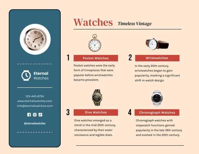 Modèle d'infographie de montre intemporelle vintage