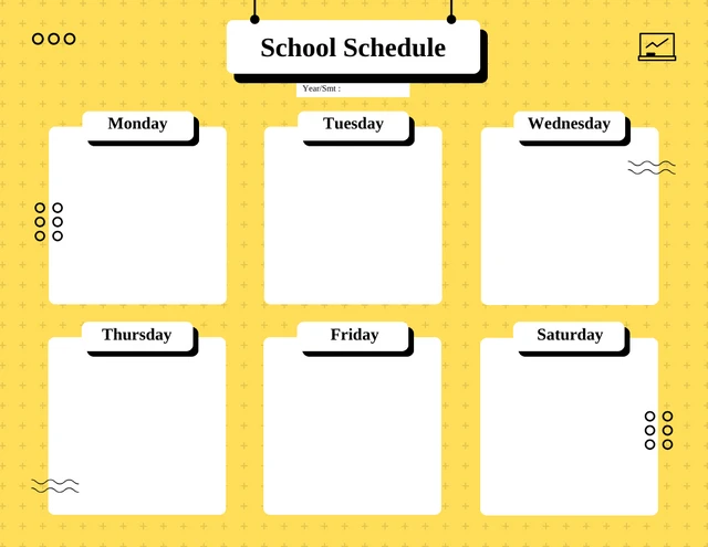 Yellow Modern Geometric School Schedule Template
