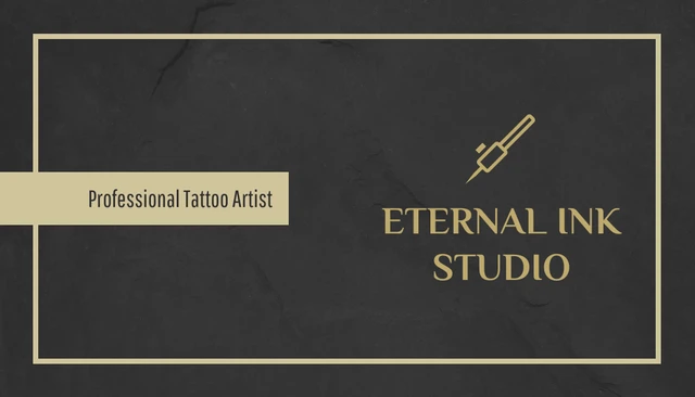 Gold Frame And Strip Minimalist Modern Tattoo Business Card - page 1