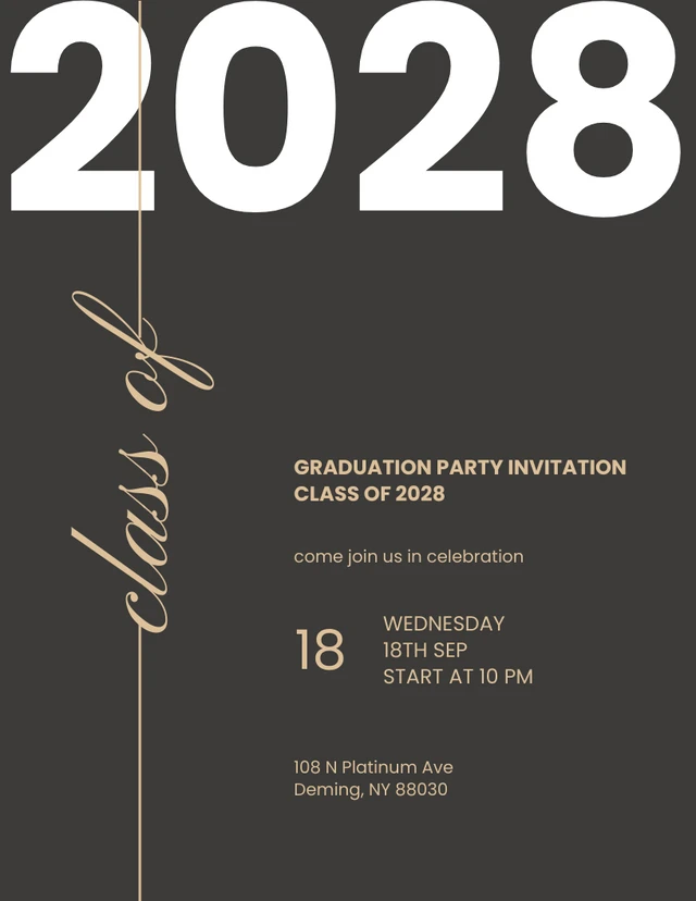Elegant Gold and Black Graduation Invitation Template