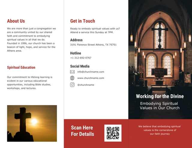 Minimalist Red Church Brochure - Page 1