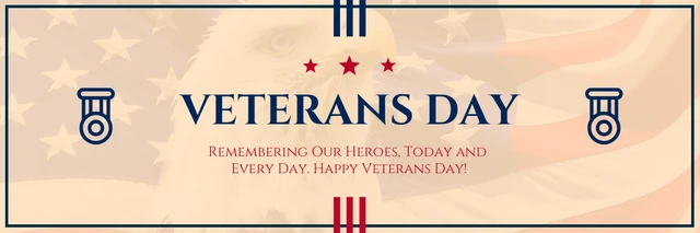 Light Brown Simple Photo Classic Veteran Day Banner Template