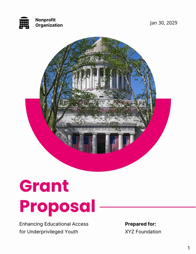 Magenta and Grey Modern Simple Grant Formal Proposal - Page 1