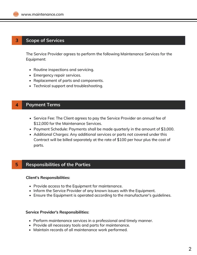 Equipment Maintenance Contract Template - Seite 2