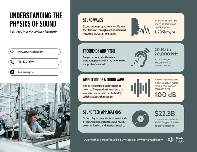 Comprender el tipo de sonido: plantilla de infografía de física