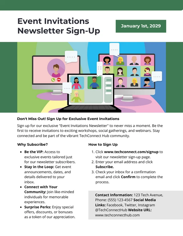 Event Invitations Newsletter Sign-Up Template