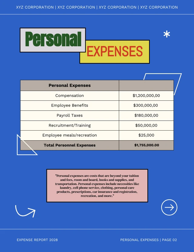 Colorful Shape Expense Report - Page 2