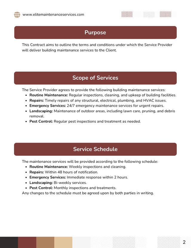 Building Maintenance Contract Template - Page 2