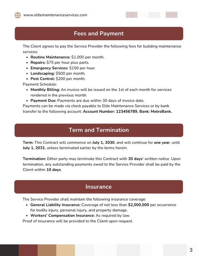 Building Maintenance Contract Template - صفحة 3