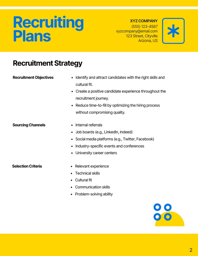 Simple Yellow Blue Recruiting Plan - Page 2
