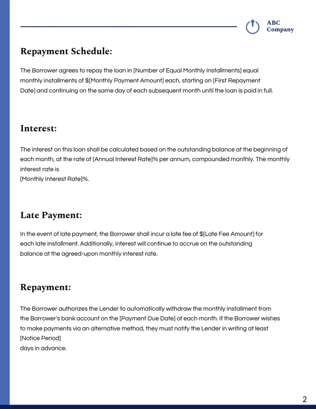 Minimalist White and Blue Loan Contracts - Page 2