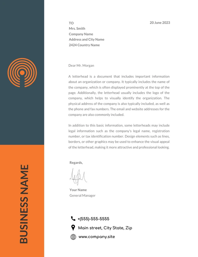 White Simple Formal Business Letterhead Template