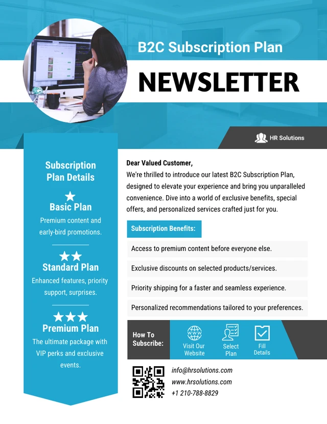 B2C Subscription Plan Newsletter Template