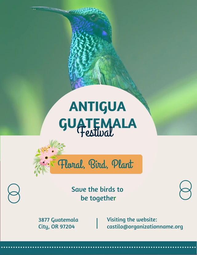 International Guatamela Bird Festival Green Poster Template