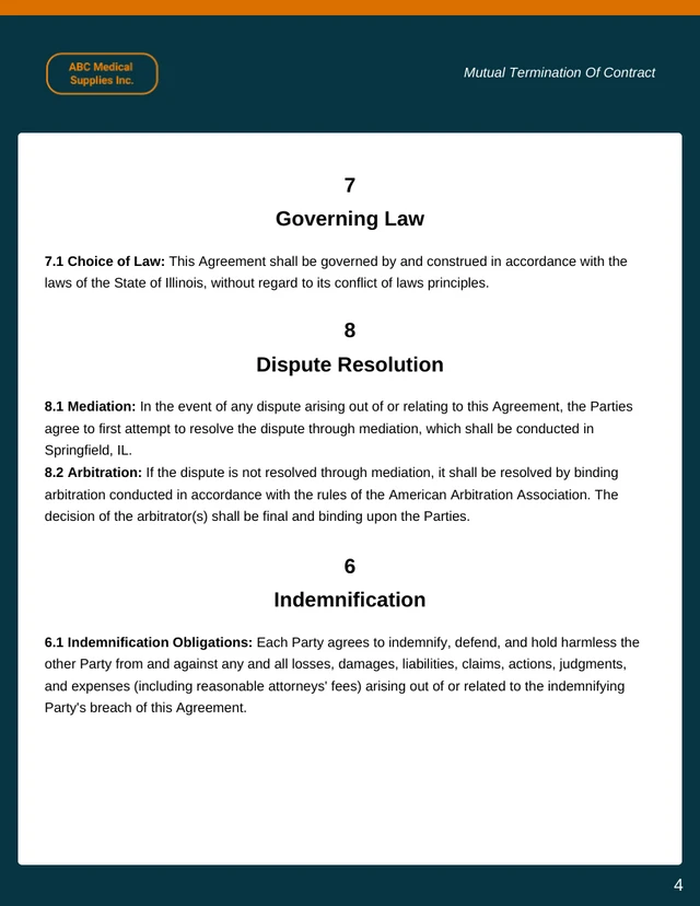 Mutual Termination Of Contract Template - page 4