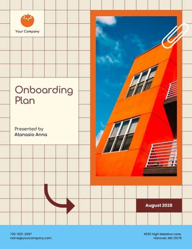 Orange And Blue Stripes Onboarding Plan - Page 1