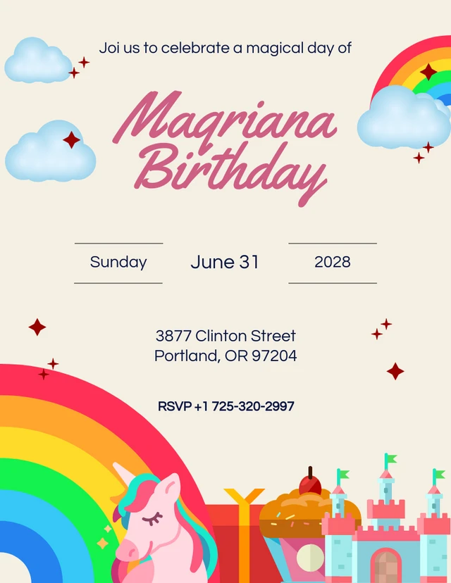Cream Rainbow Invitation Template