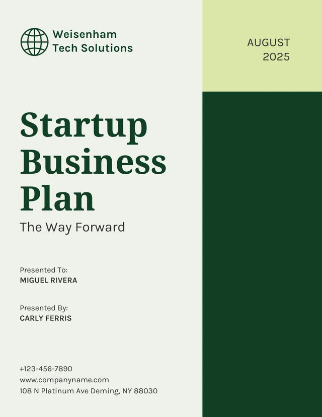 Green Simple Bold Modern Startup Business Succession Plan - Page 1