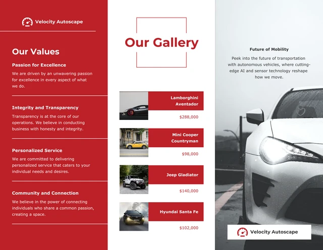 Red And White Minimalist Car Brochure - Page 2