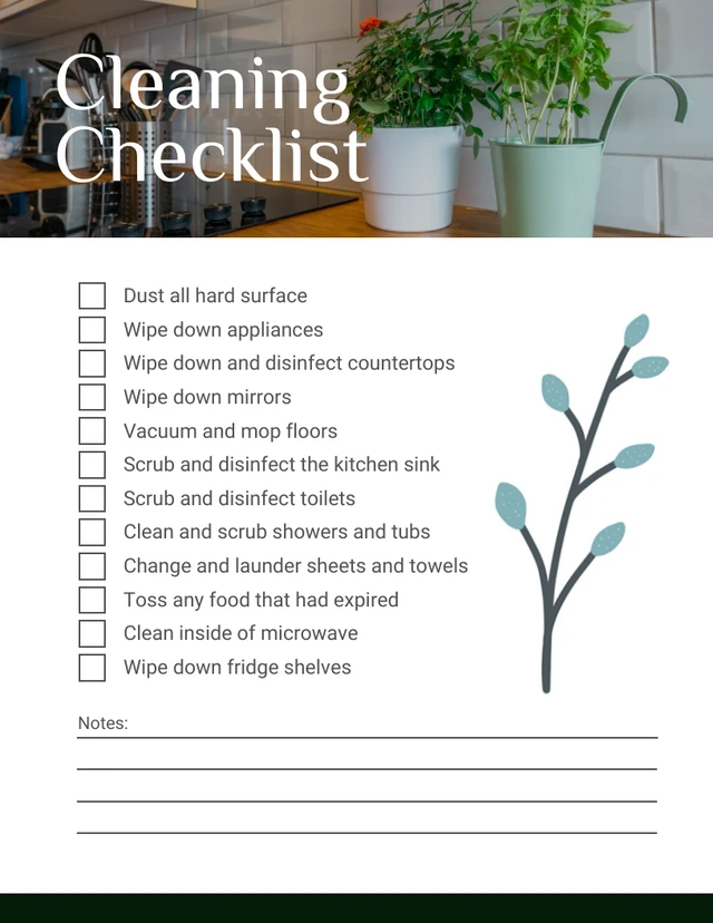 White Simple Photo Collage Cleaning Checklist Template