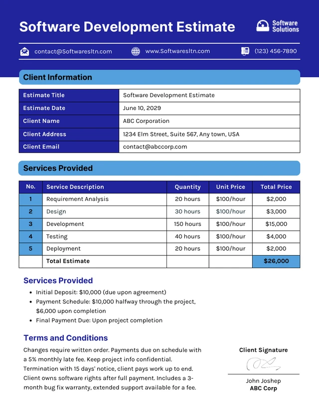 Modello di preventivo per lo sviluppo di software