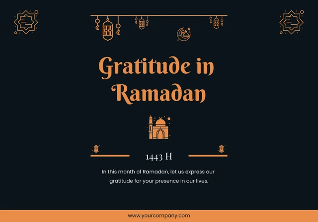 Schwarze und orange Dankbarkeit in der Ramadan-Kartenvorlage