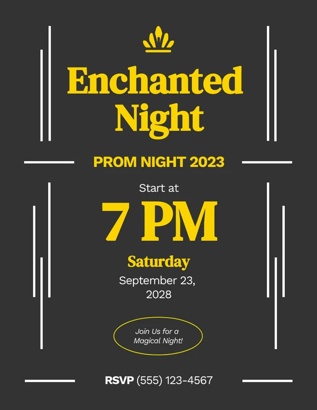 Dark Yellow Prom Night Poster Template