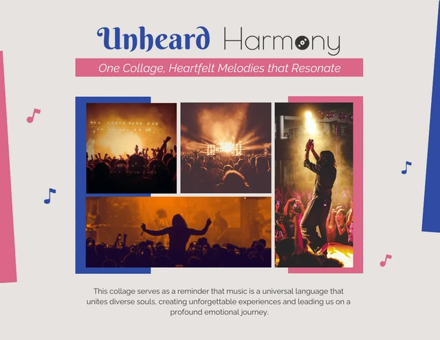 Blue & Pink Unheard Harmony Collages Music Template