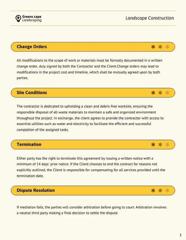 Landscape Construction Contract Template - صفحة 3