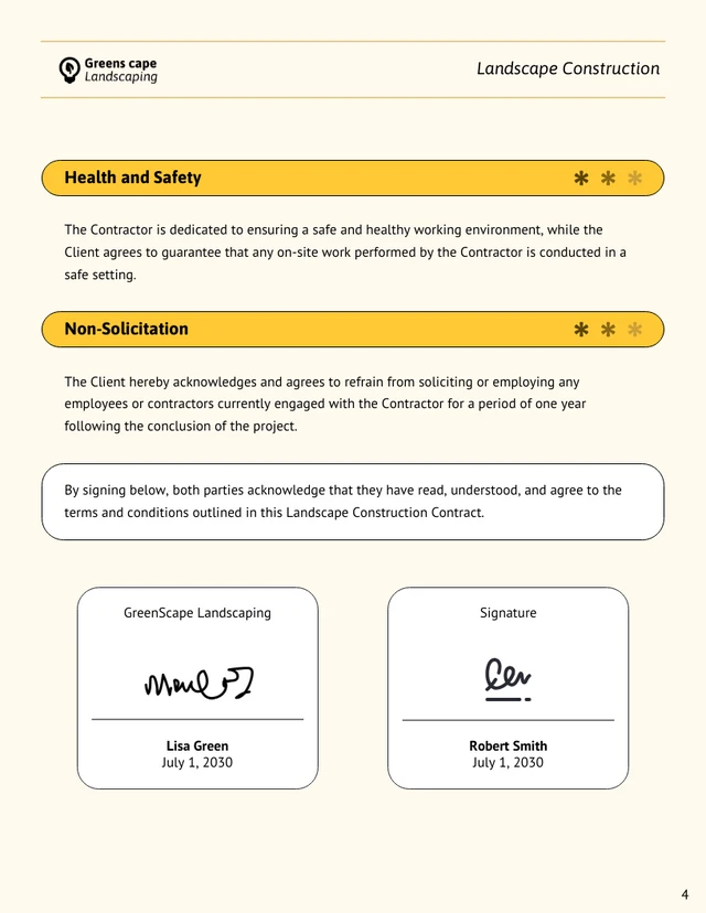 Landscape Construction Contract Template - صفحة 4