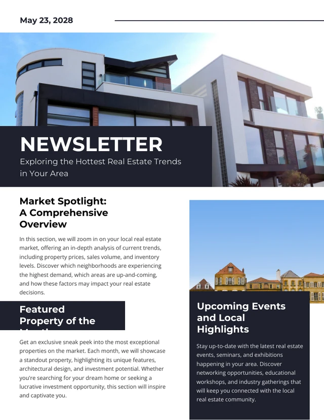 Modern Minimalist Design Real Estate Newsletter Template
