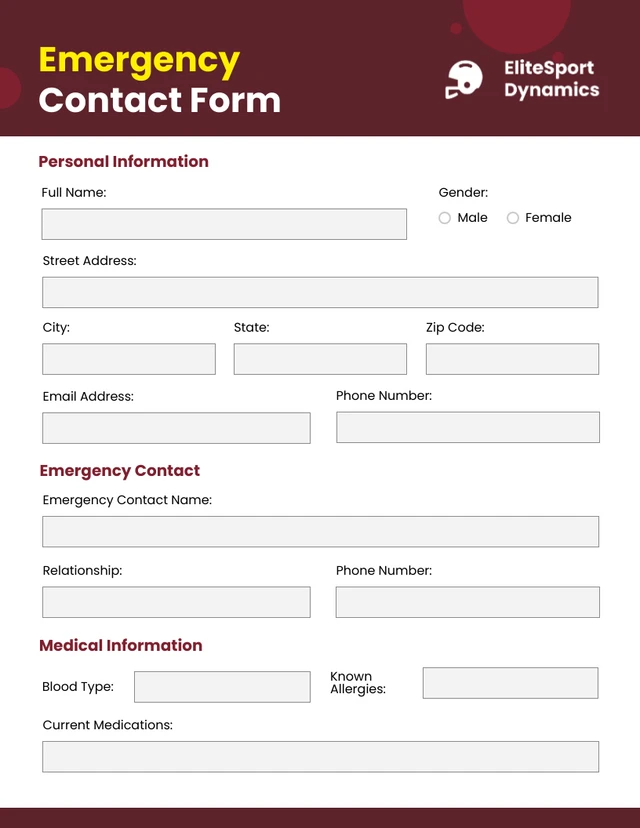 Emergency Contact Form Venngage