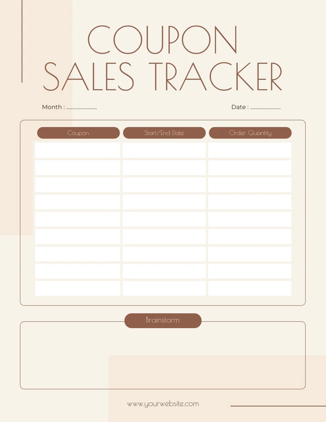 Beige Modern Coupon Sales Tracker Template