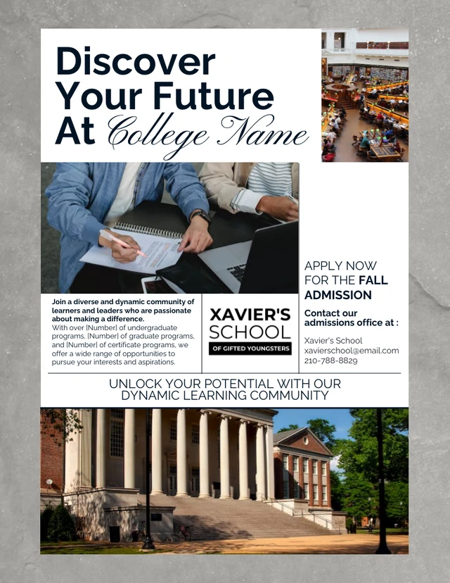 Grey and White College Admission Collage Poster Template