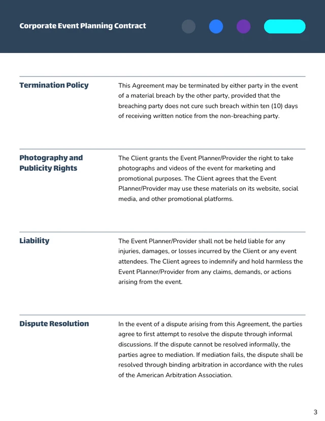 Corporate Event Planning Contract Template - Página 3