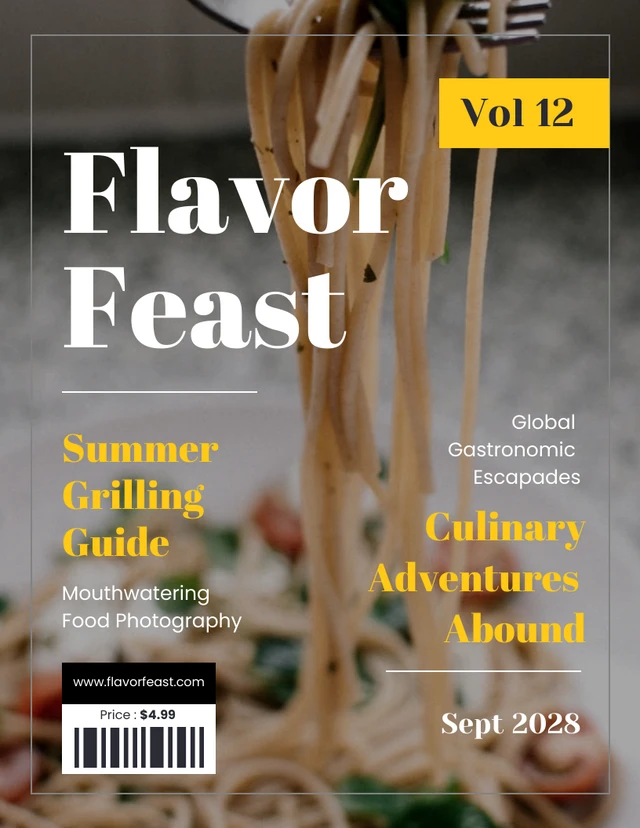 Modèle de couverture de magazine de nourriture de fête de saveur minimaliste