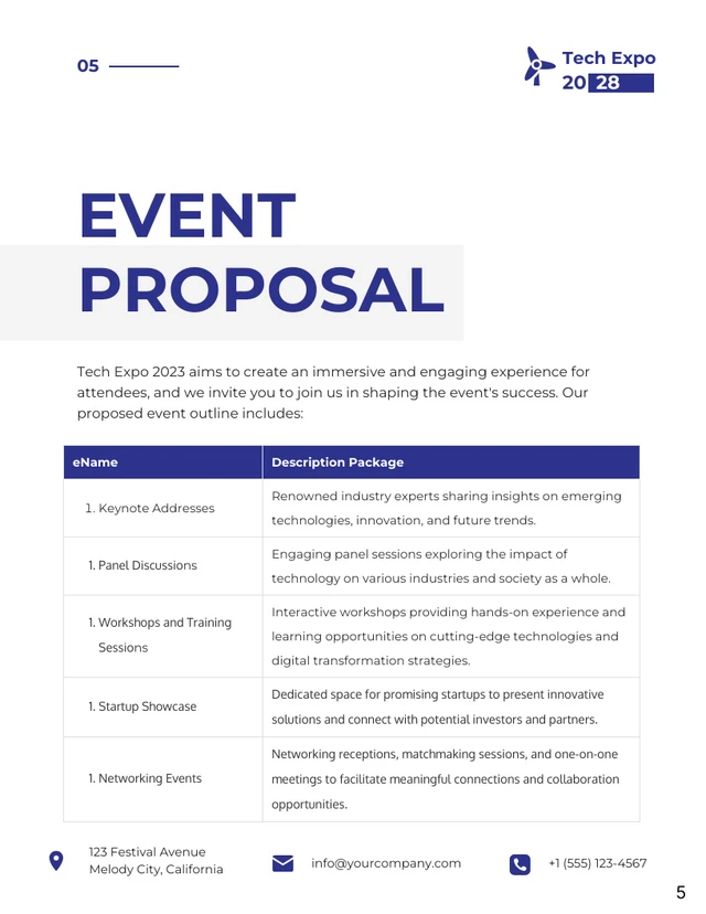 White & Blue Minimalist Clean Event Proposals Tech Expo - page 5