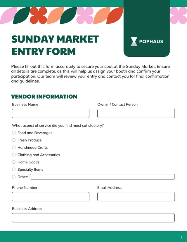 Entry Form Template - Page 1