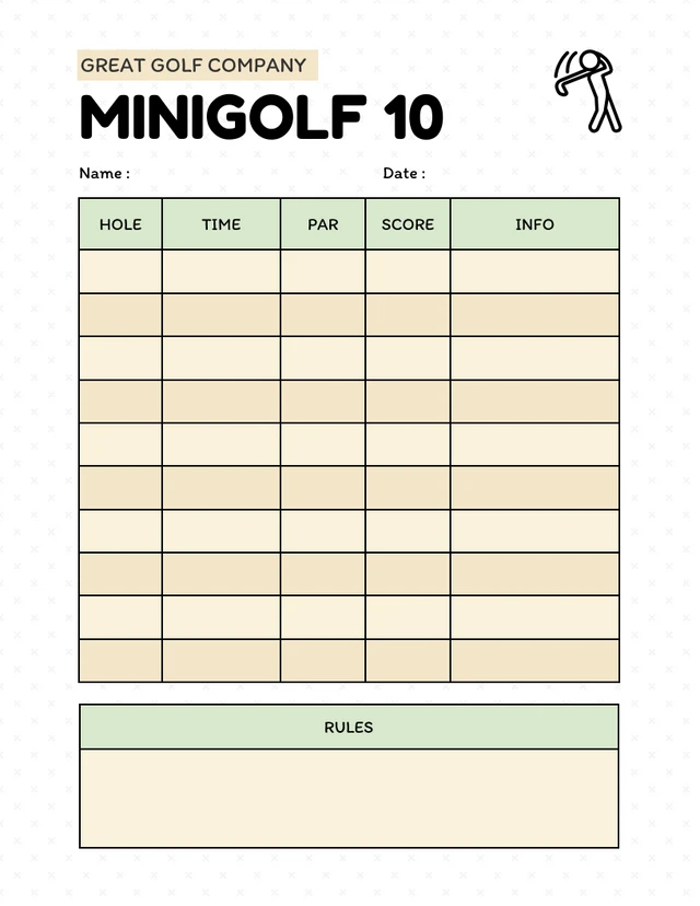 White Minimalist Golf Schedule Template