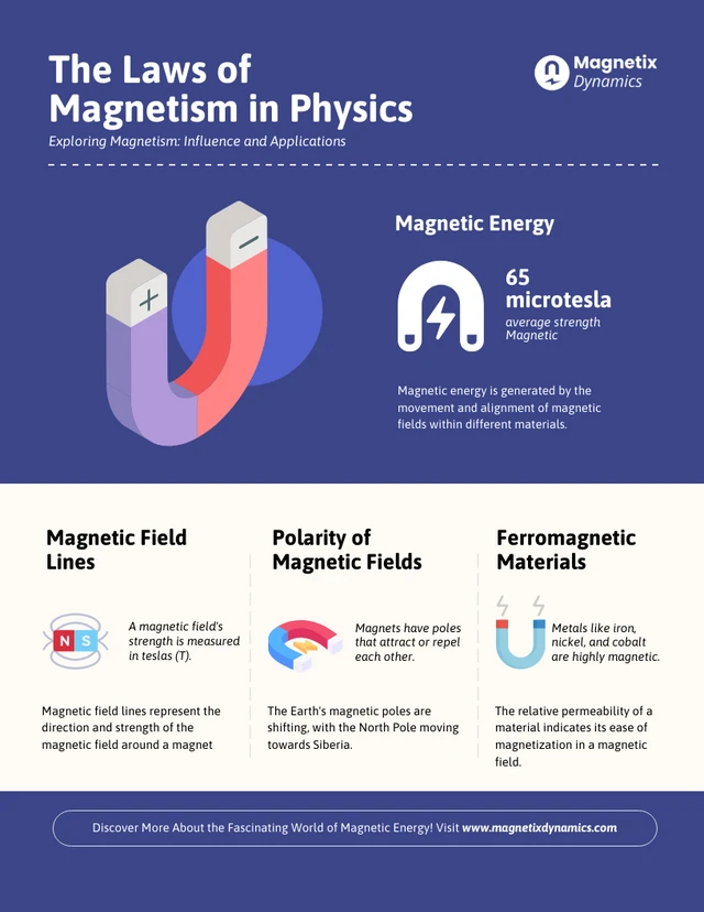 As Leis do Magnetismo: Modelo de Infográfico de Física