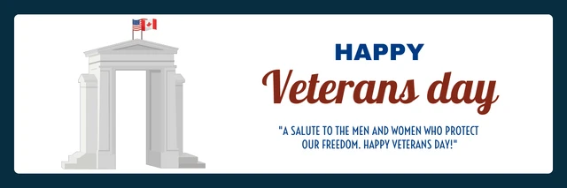Navy And White Simple Illustration Happy Veteran Day Banner Template