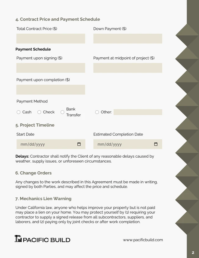 Free CSLB Contract Template - Pagina 2