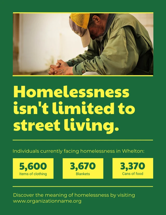 Green And Yellow Modern Homelessness Poster Template