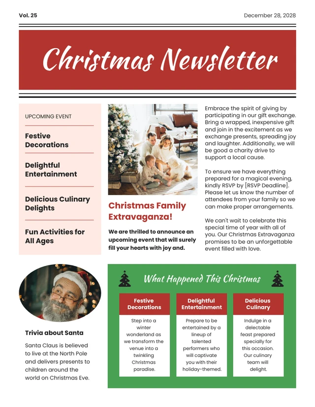 Soft Modern Red And Green Christmas Newsletter - Page 1