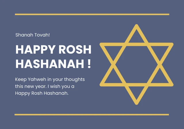 Blue Simple Happy Rosh Hashanah Card Template