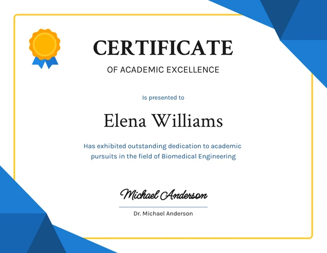 Blue Geometric Simple Certificate Template