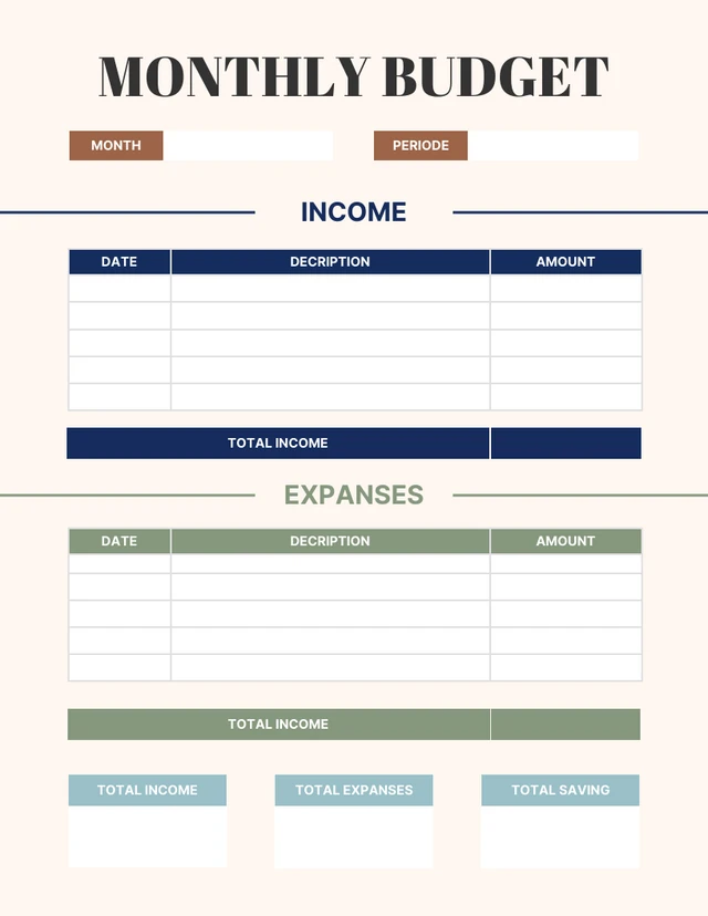 Peach Monthly Budget Planner Template